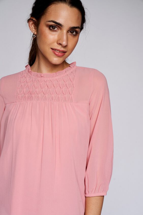 6 - Pink Solid Blouson Top, image 6