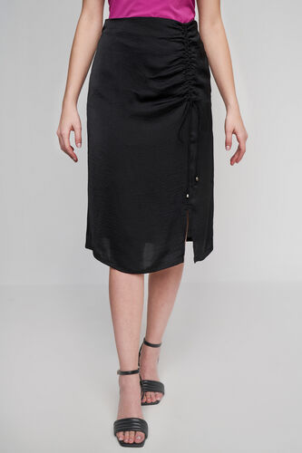 Black Solid Party Skirt, Black, image 2