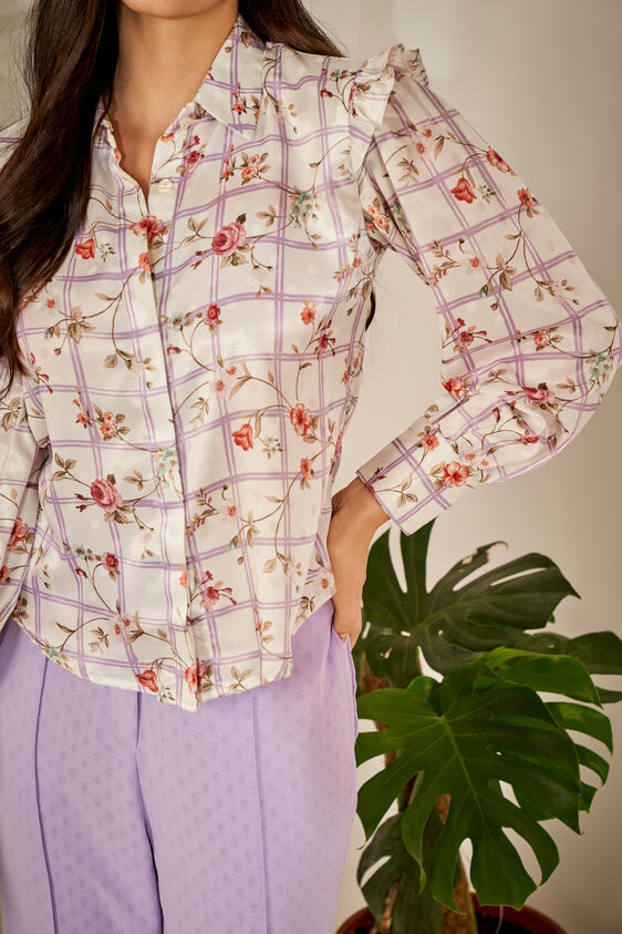 Cream and Red Floral Straight Top, Cream, image 6