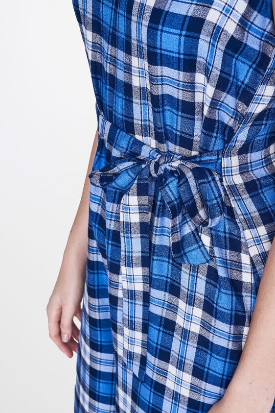5 - Navy Checks Tie-Ups V-Neck Sleeveless Jumpsuit, image 5