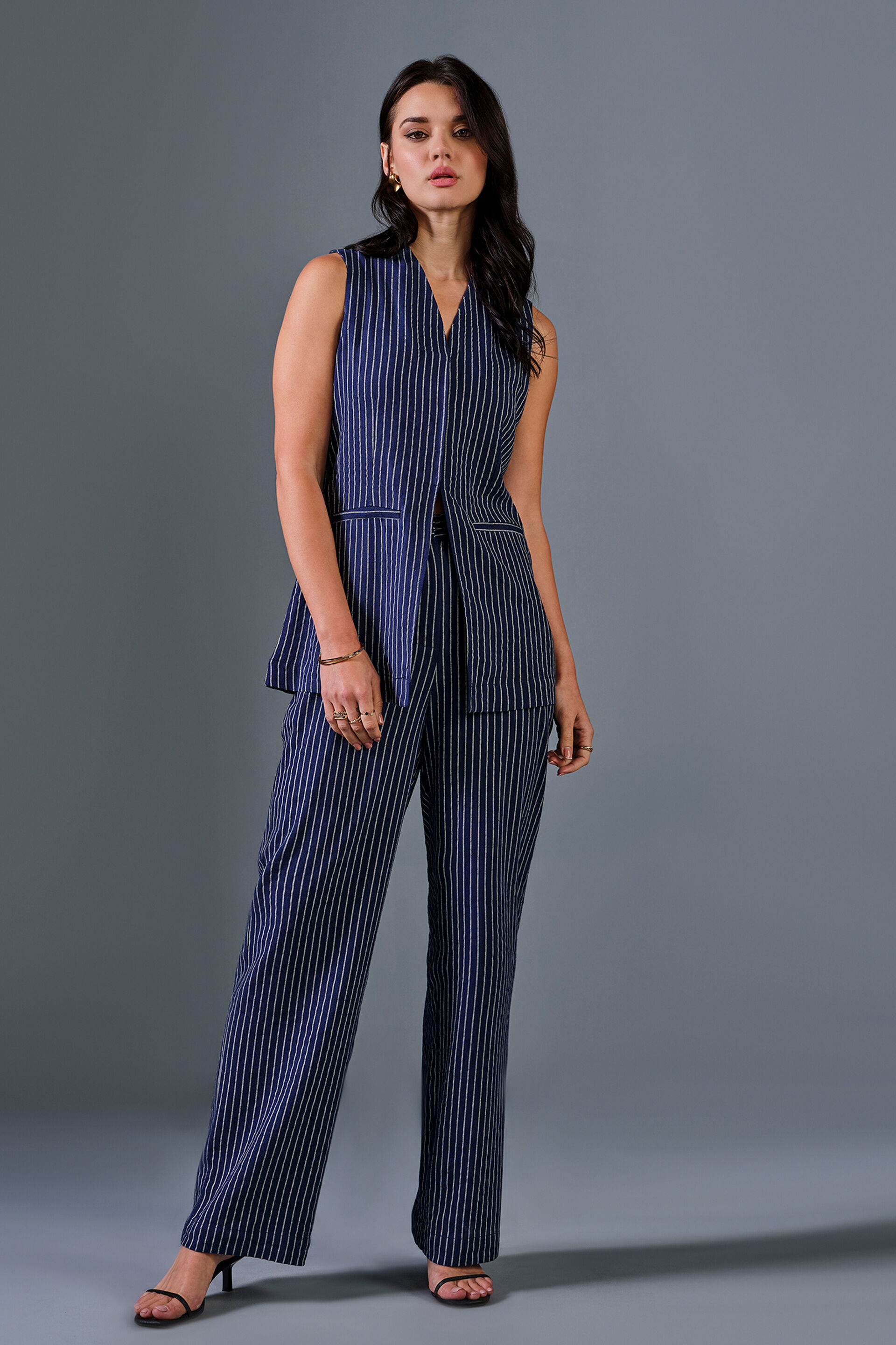 Aristo Linen Blend Co-ord Set, Blue, image 1