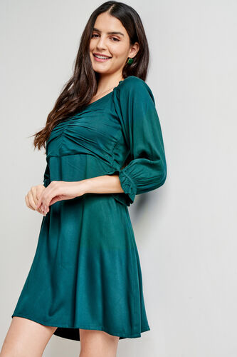 Teal Solid Straight Dress, Teal, image 4