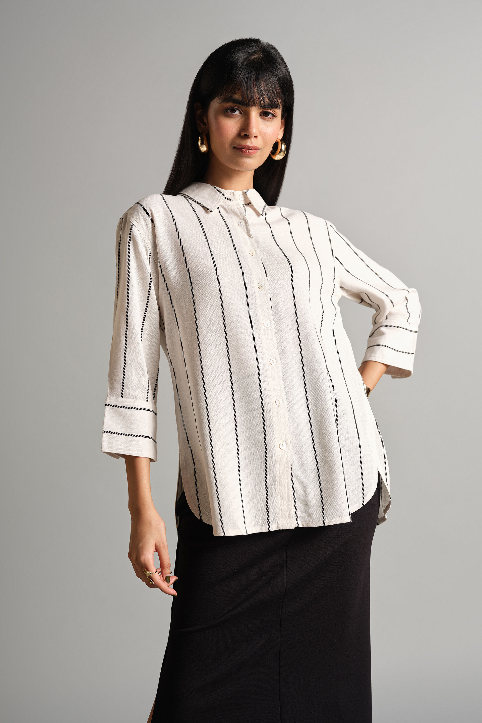 Classic Striped Shirt, White, image 1