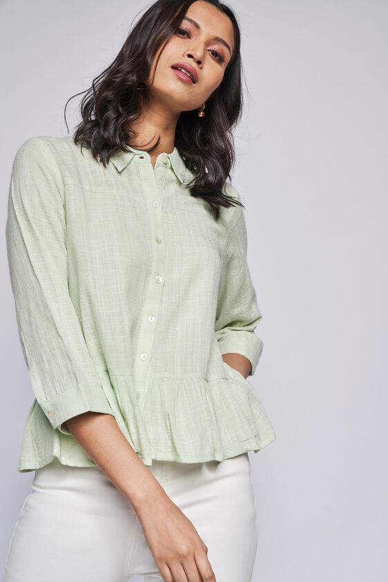 Mint Dobby Shirt Style Top, Mint, image 3