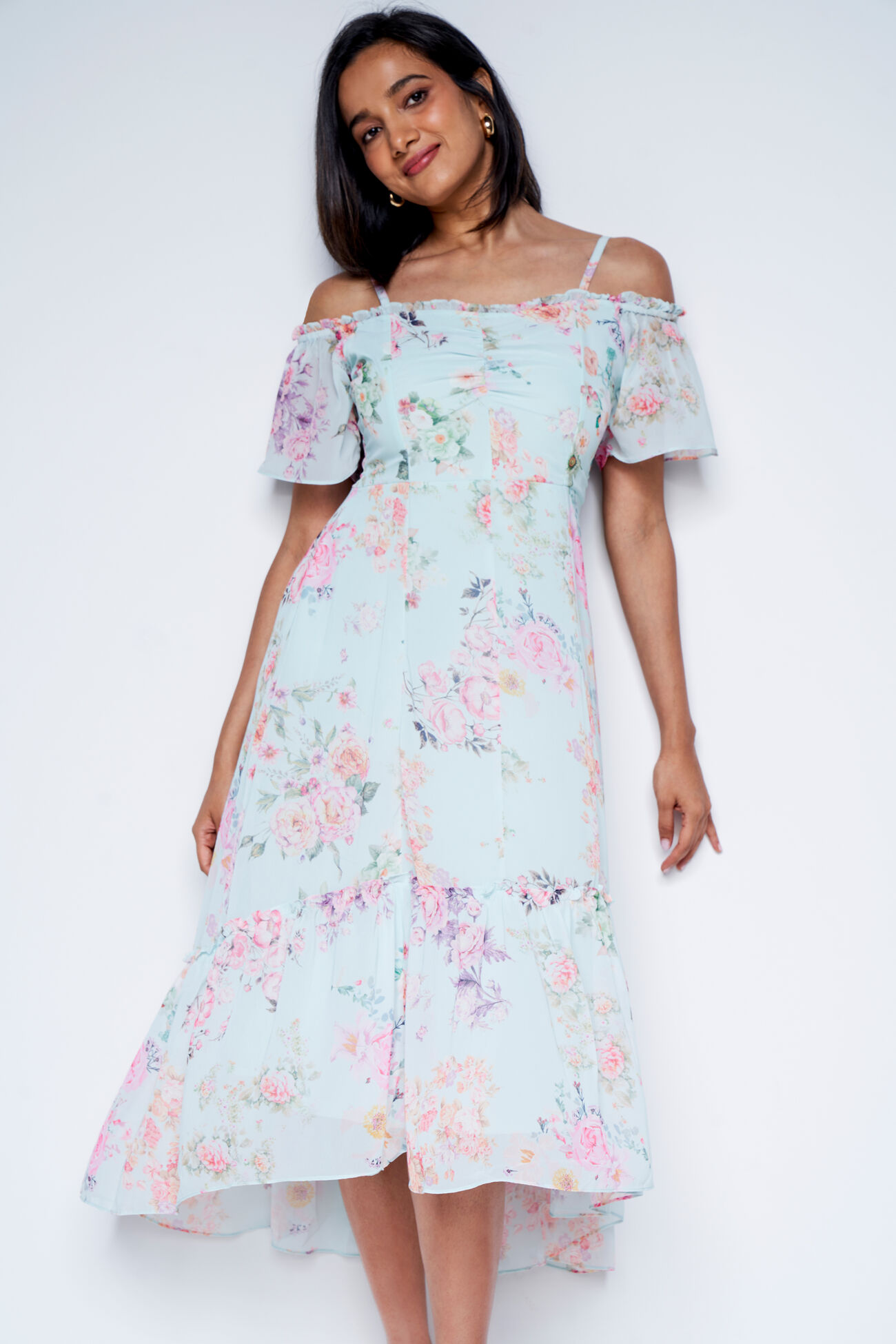 Multi Color Off Shoulder Gown, Multi Color, image 1