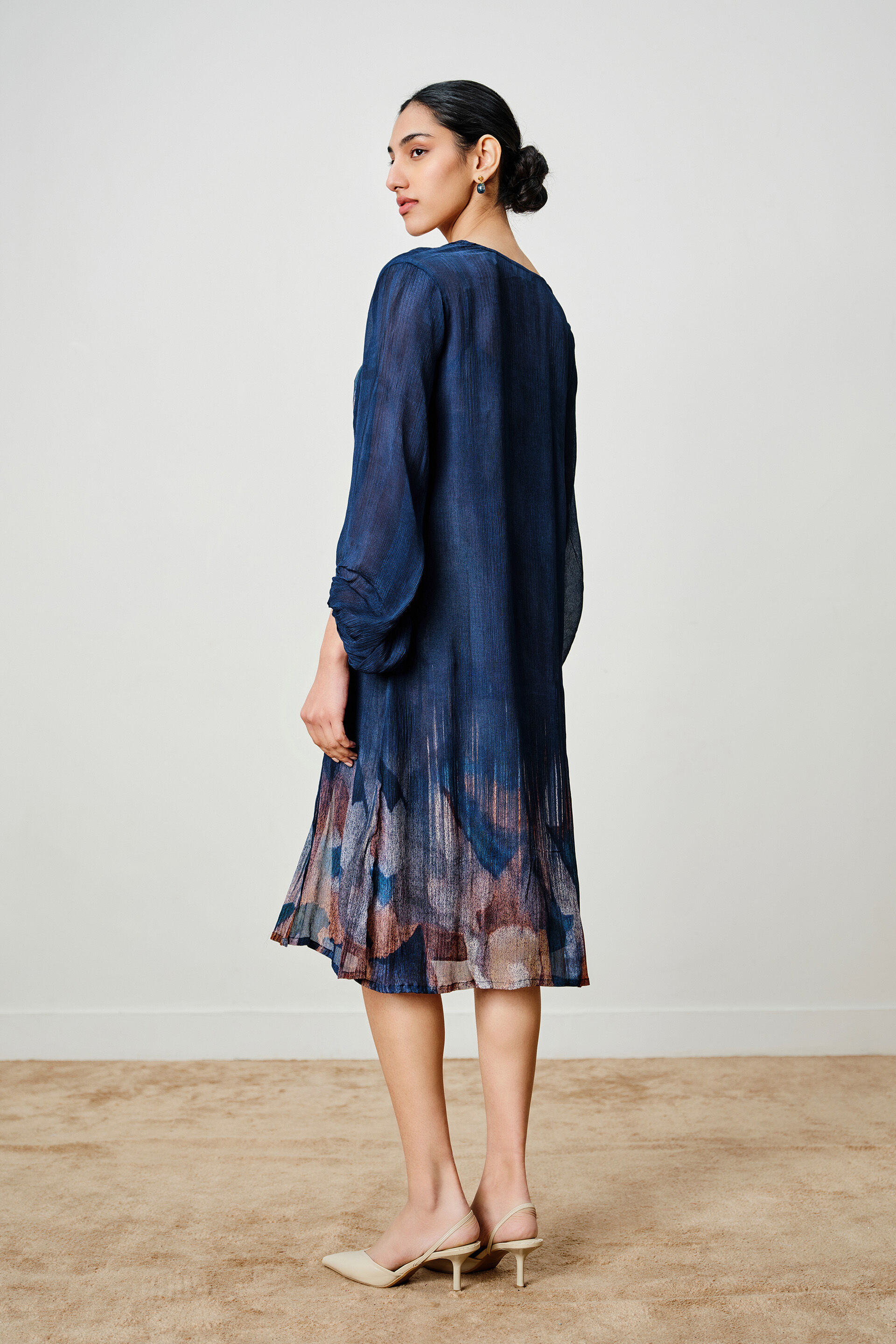 Abstract Print Blue Modal Dress Set, Blue, image 5