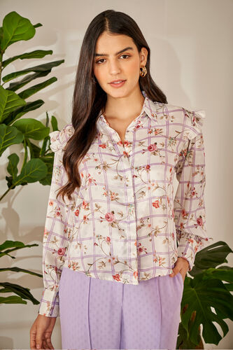 Cream and Red Floral Straight Top, Cream, image 3