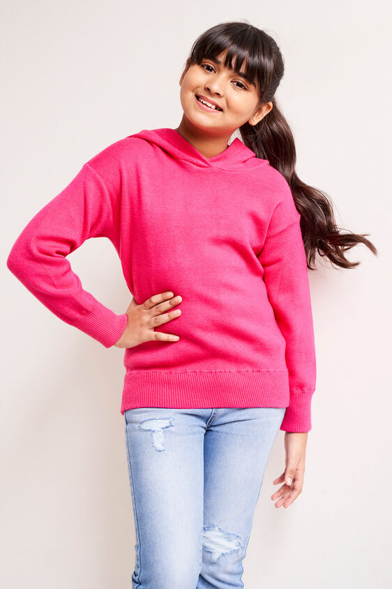 Hot Pink Solid Straight Sweatshirt, Hot Pink, image 2
