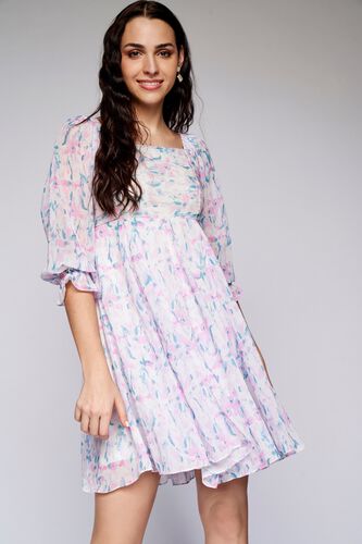 3 - Blue & Pink Floral Fit & Flare Dress, image 3