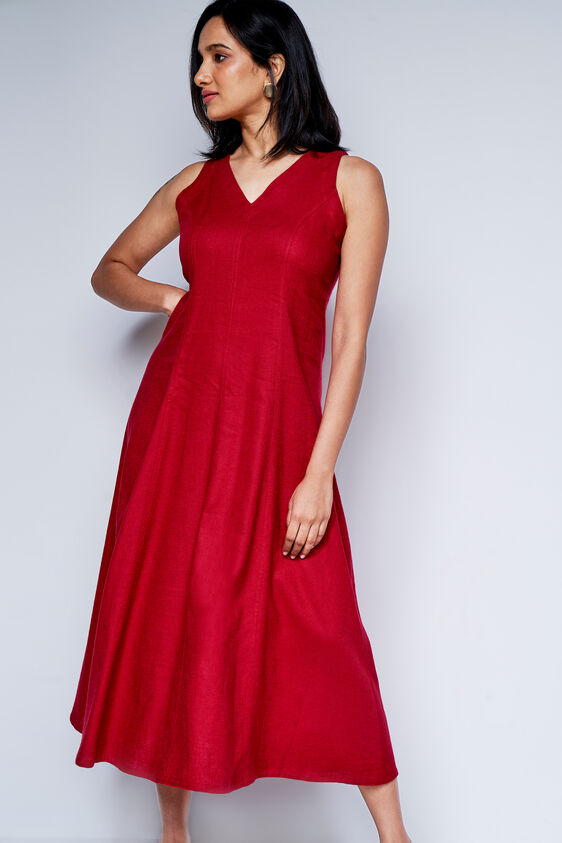 Red Solid Straight Dress, Red, image 4