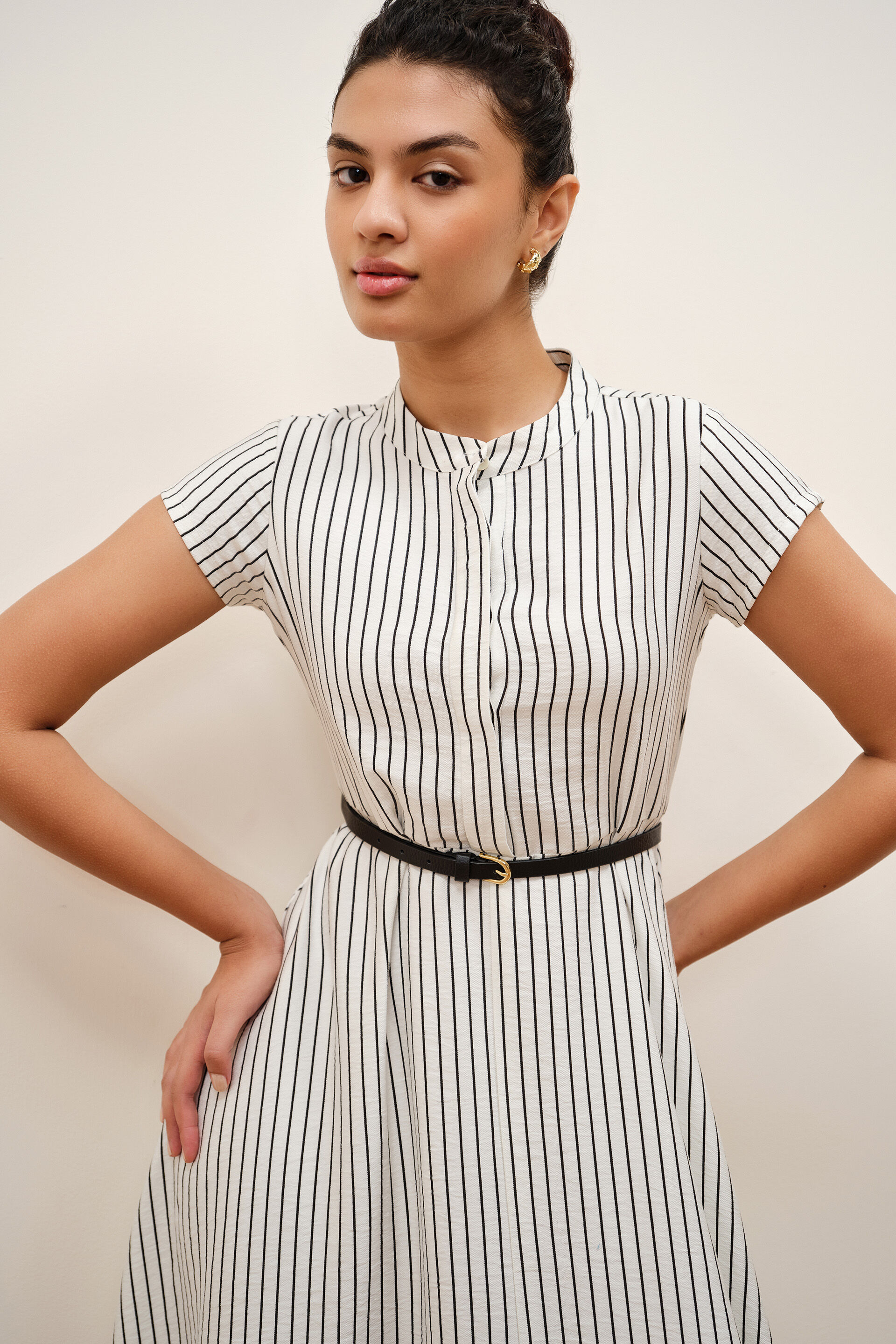 Janet Striped White Dress, White, image 4