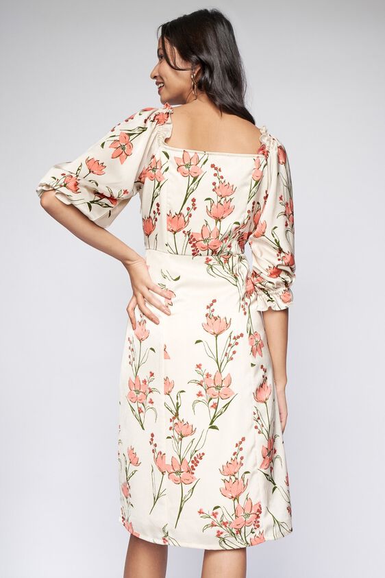 4 - Cream Floral Straight Dress, image 4
