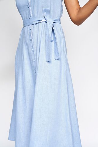 7 - Powder Blue Solid Fit and Flare Dress, image 7