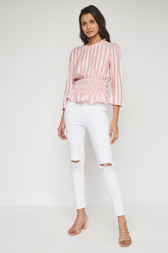 Pink Dobby Straight Top, Pink, image 2