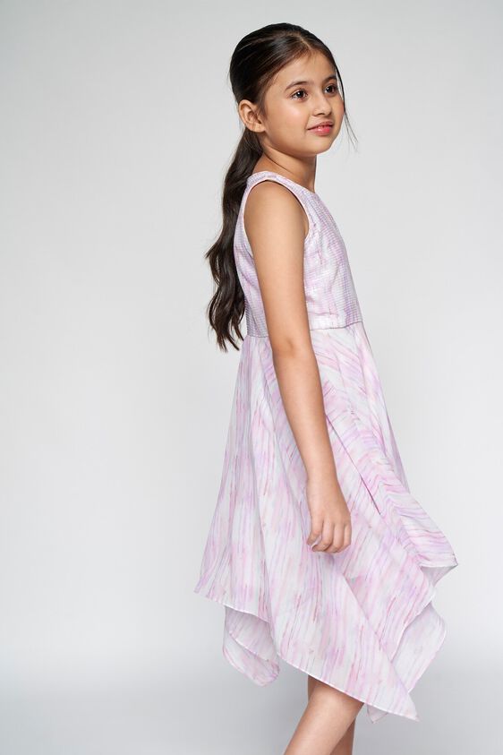 5 - Pink Abstract Printed Asymmetric Dress, image 5
