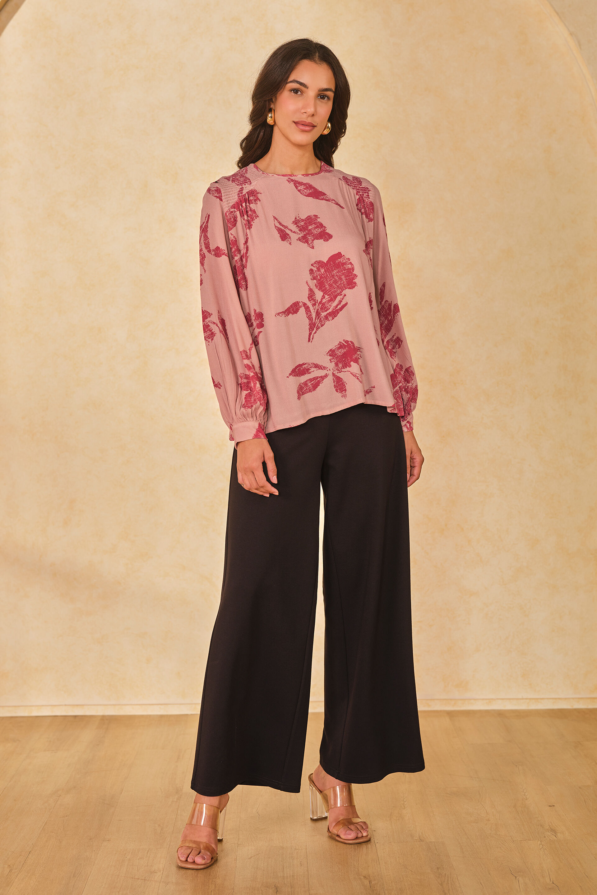 Peachy Petal Viscose Top, Peach, image 4