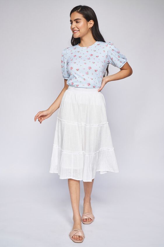 3 - White Solid Fit & Flare Skirt, image 3