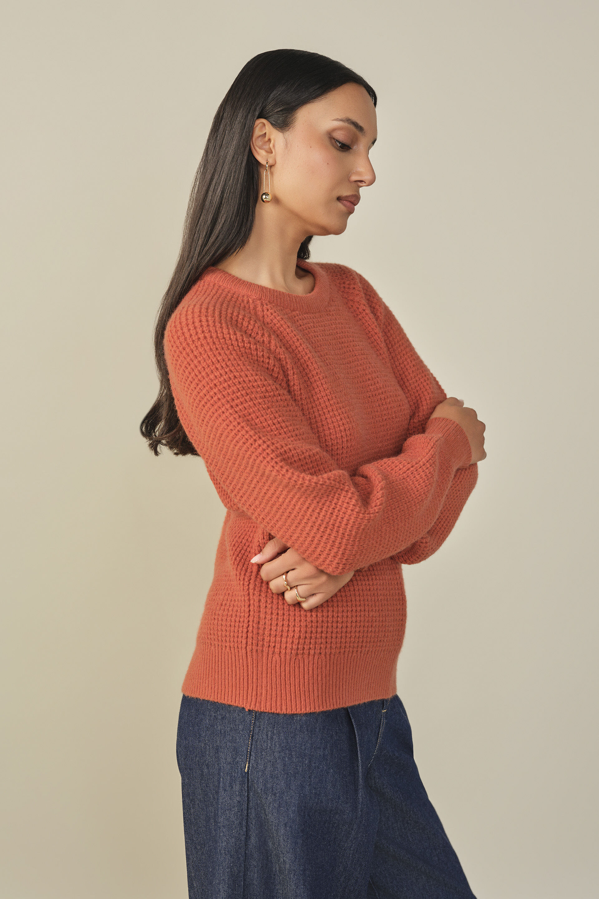 Solid Sweater in Rose, Rust, image 4