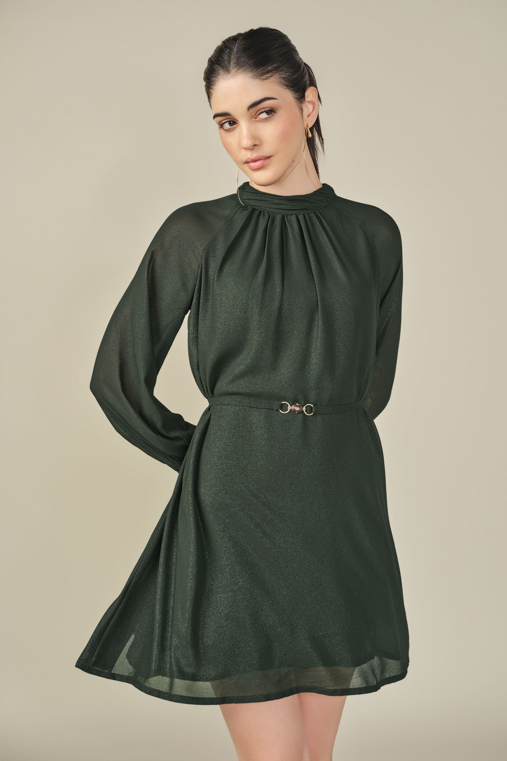 Shimmer Dress in Forest Green, Green, image 1
