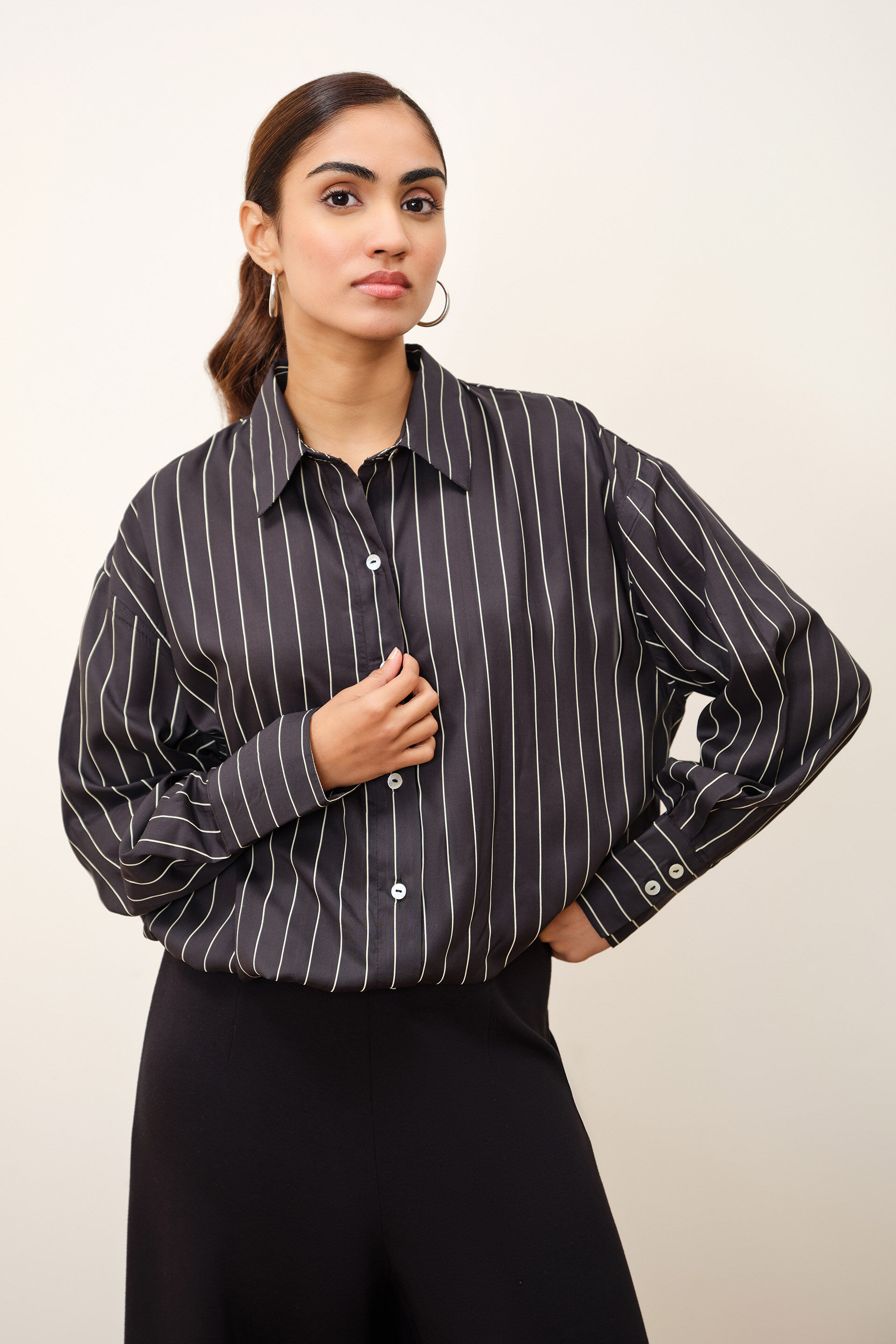 Oralne Striped Black Shirt