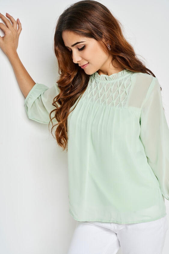 Regular Length Straight Blouson Top, Green, image 4