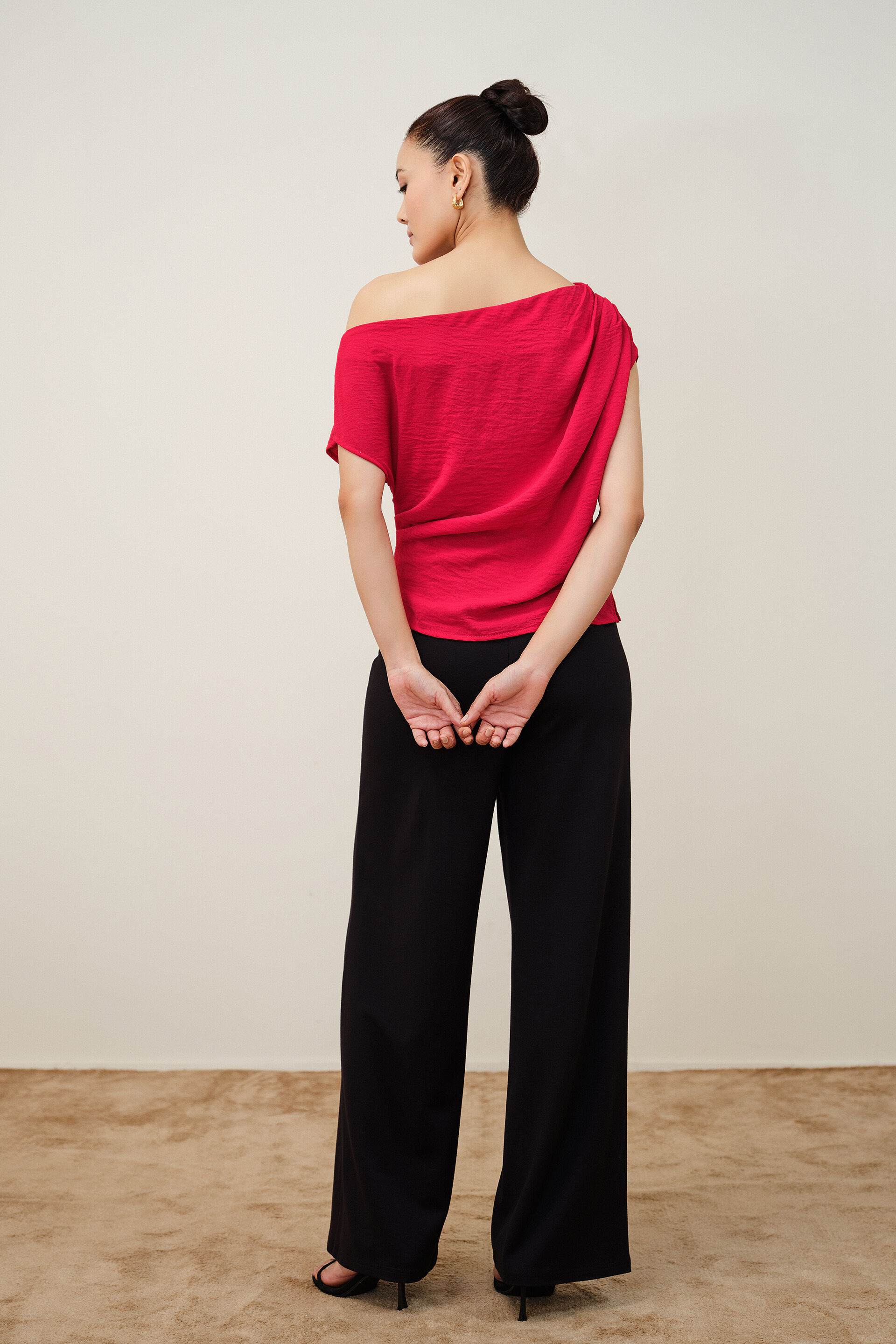 Poppy Red Drop-Shoulder Top, Red, image 6