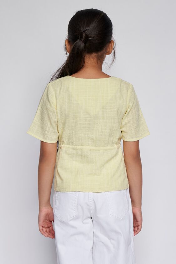 4 - Yellow Self Design Straight Top, image 4