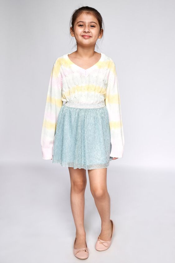 1 - Powder Blue Solid Fit and Flare Skirt, image 1