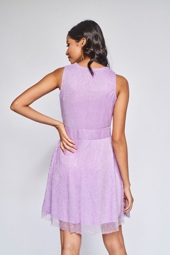 Lilac Self Design Fit and Flare Dress, Lilac, image 4