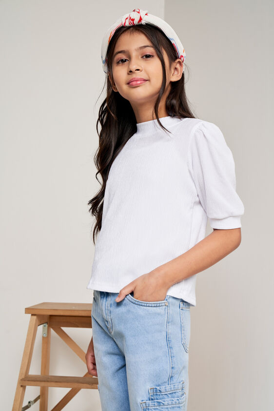 Solid Slip-On Straight Top, White, image 3