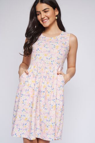 4 - Pink Floral Fit & Flare Dress, image 4