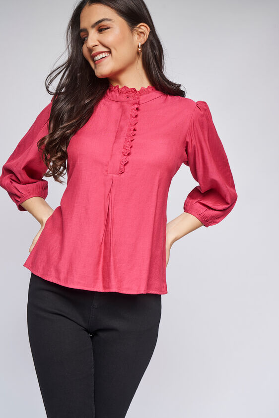Cranberry Solid Straight Top, Cranberry, image 1