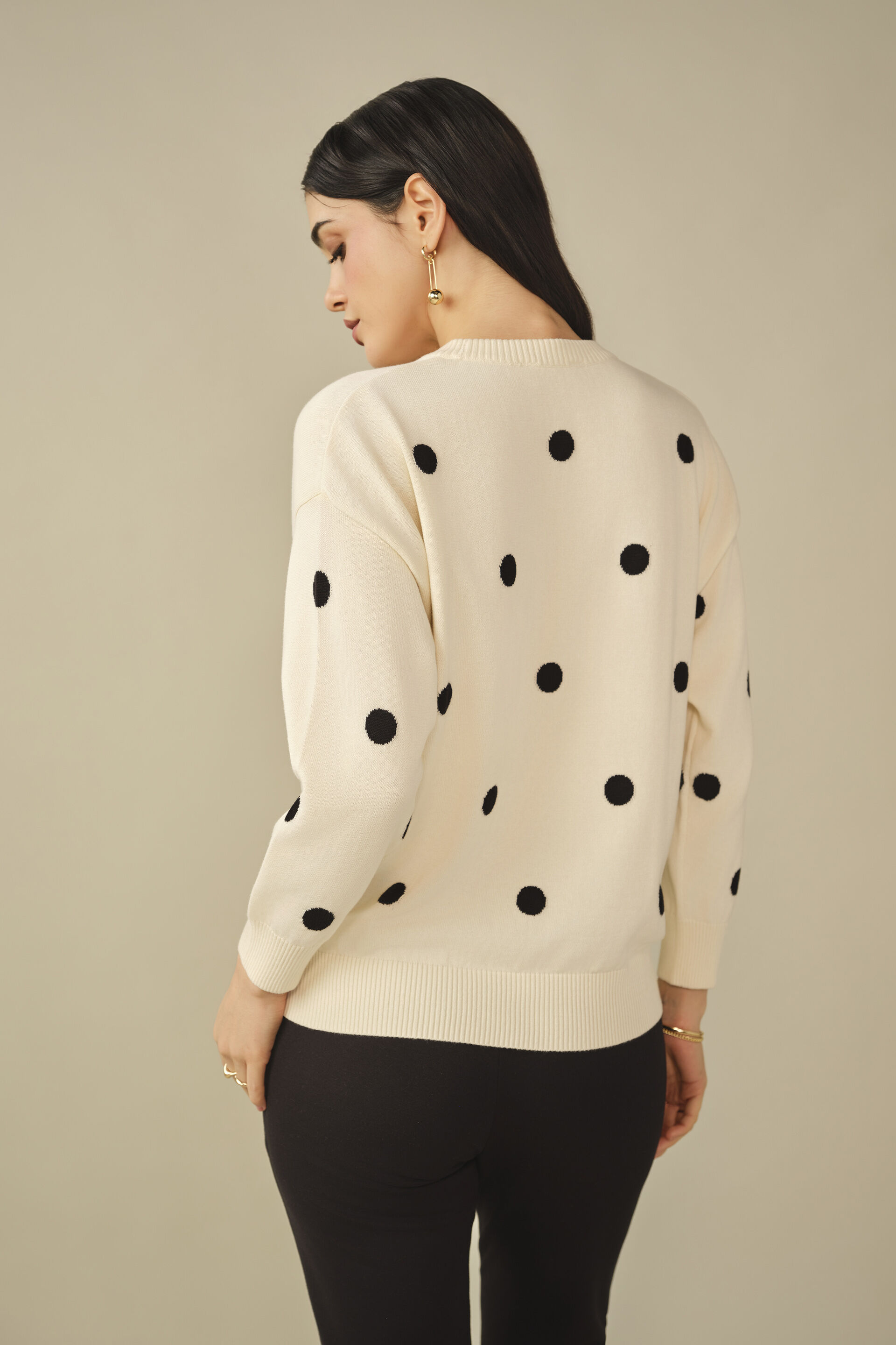 Polka Sweater in Cream, Cream, image 6