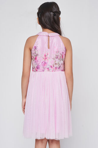 Pink Floral Flared Dress, Pink, image 6