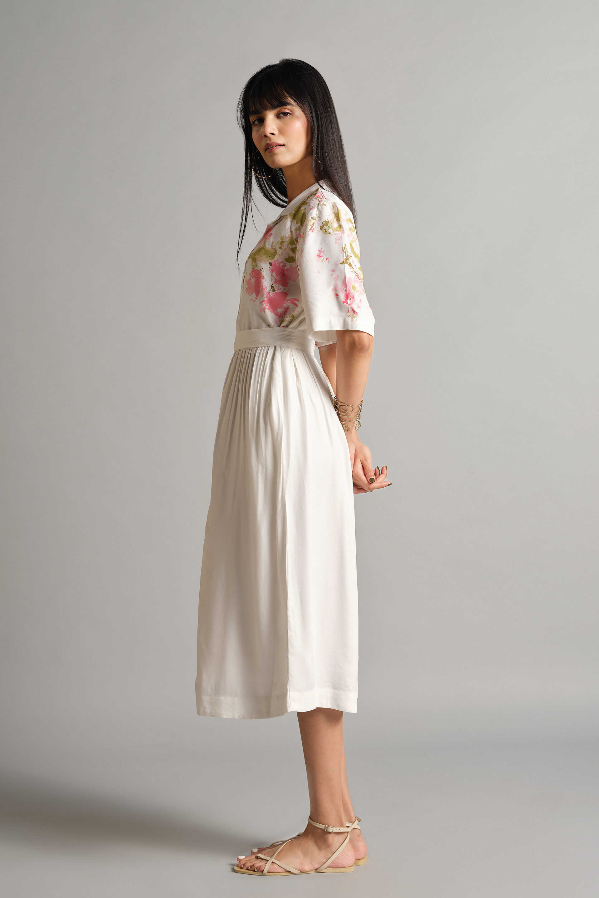 Floral Trellis Dress, White, image 4
