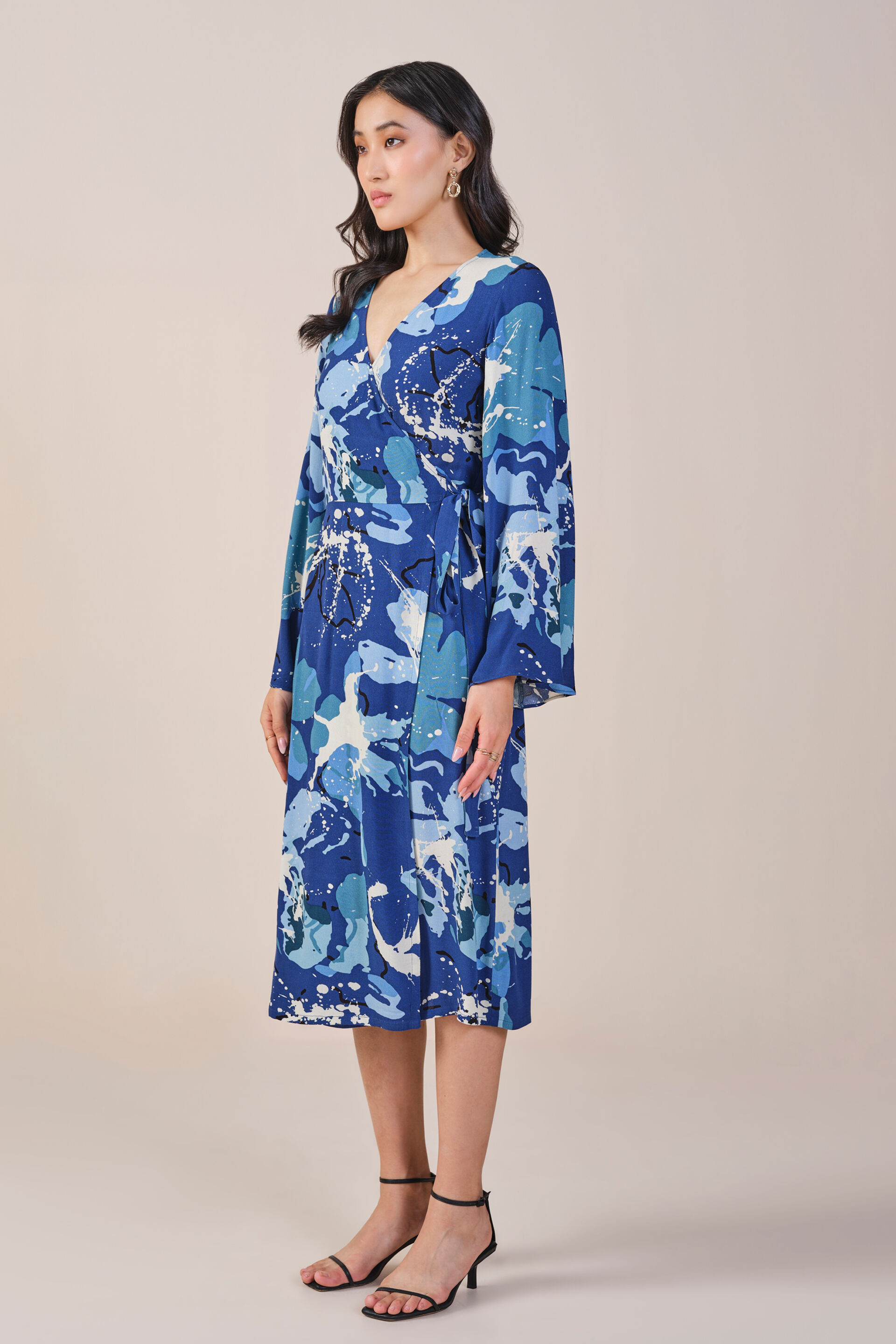 Marble Magic Wrap Dress, Blue, image 5