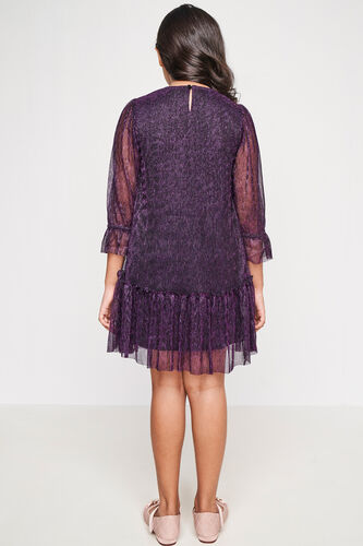 Wine and Black Solid Flared Dress, Wine, image 4