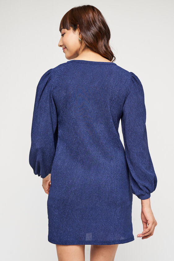 Navy Blue Self Design Straight Dress, Navy Blue, image 4