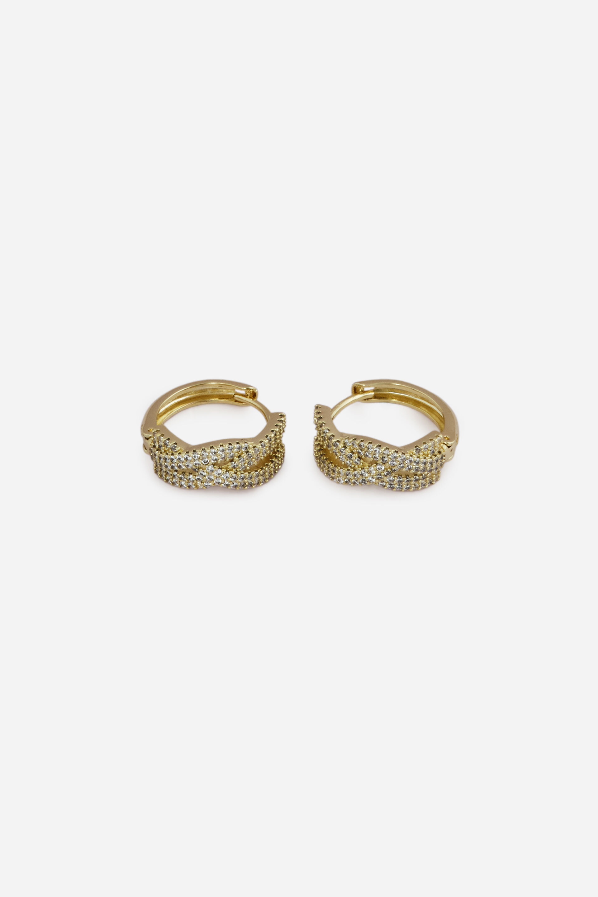 Embellished Hoop Huggie Earrings, , image 1