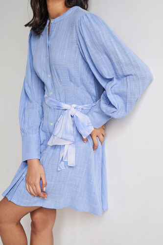 Blue Solid Straight Dress, Blue, image 4