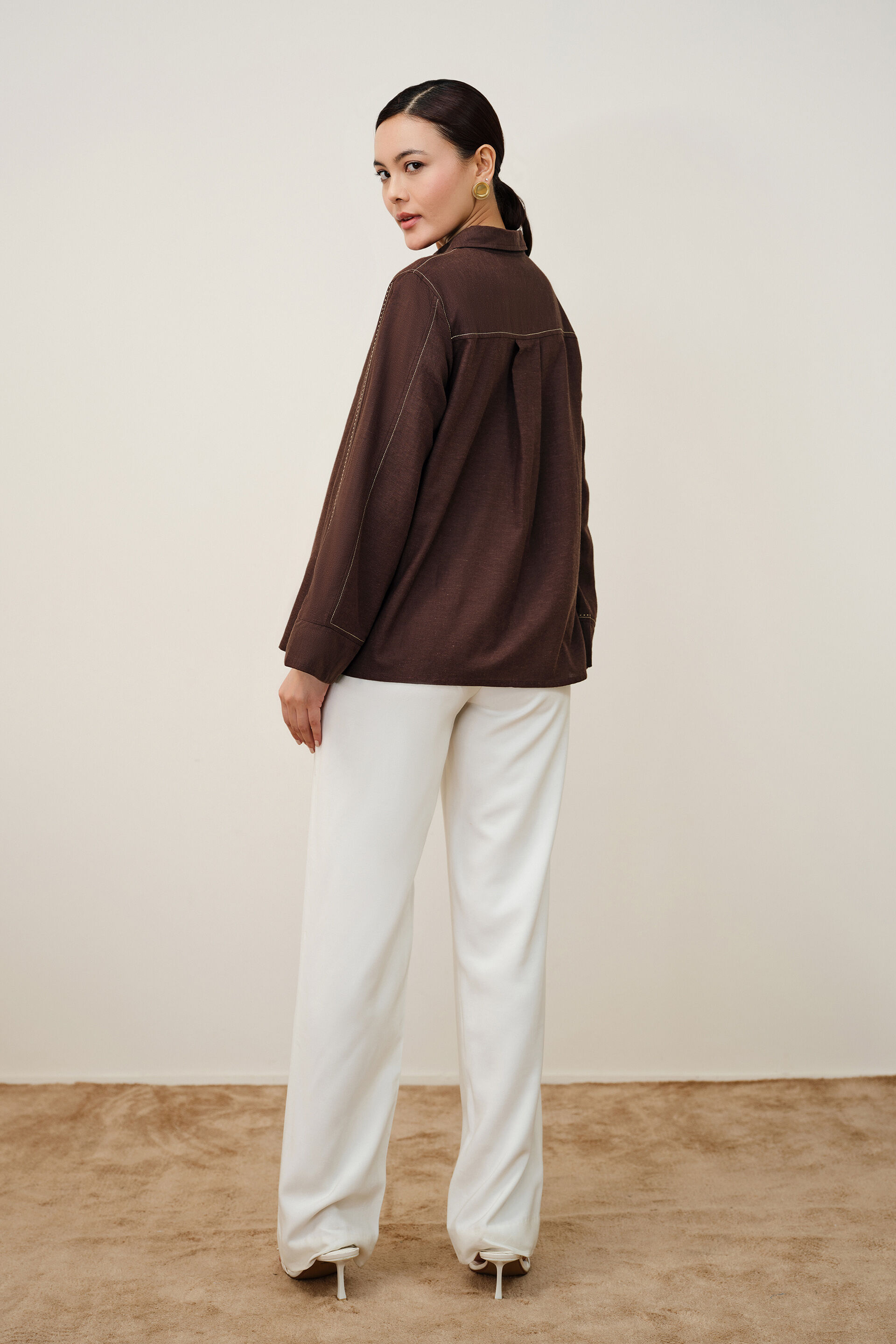 Orelia Brown Top, Brown, image 5