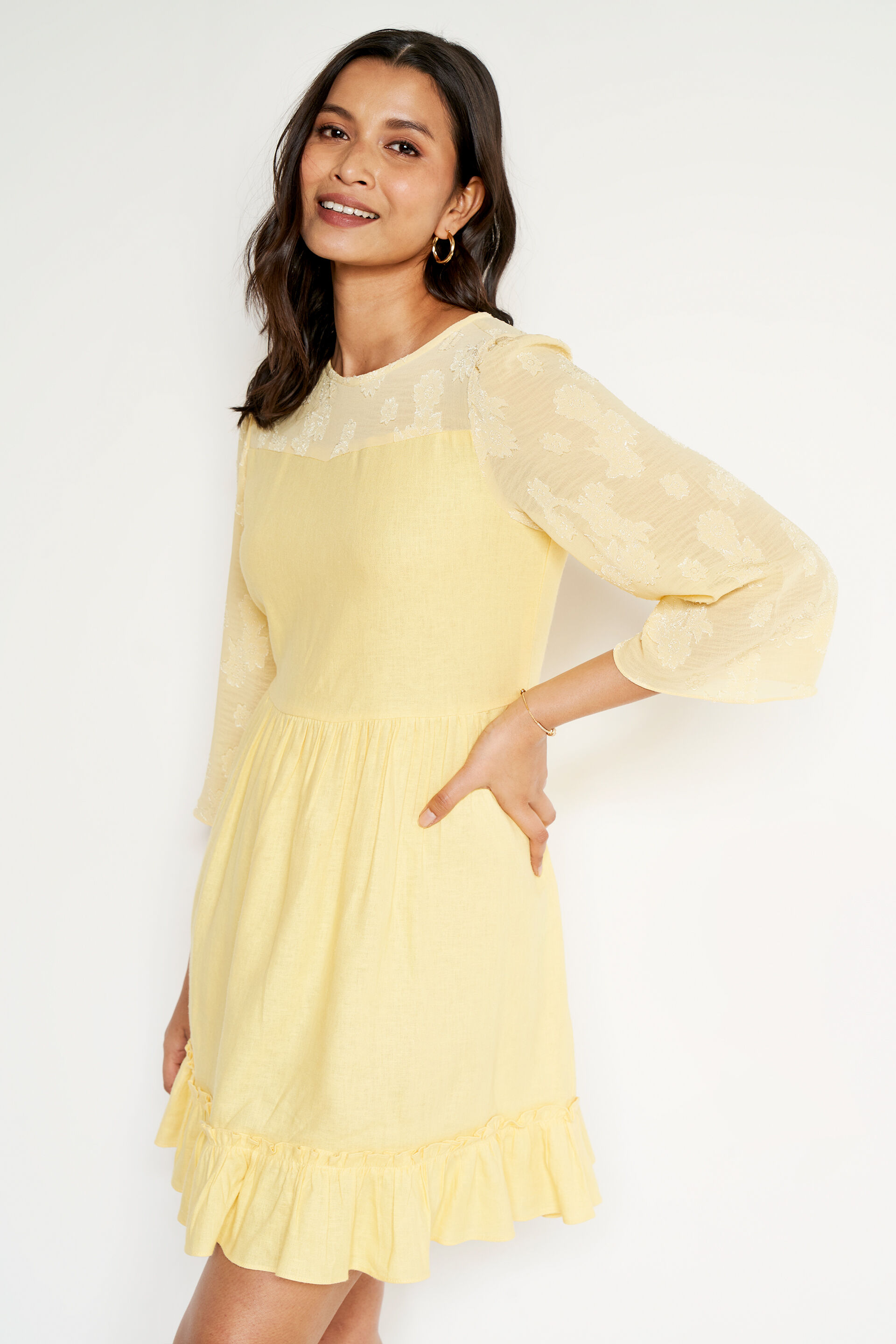 Lemon Solid Flared Dress, Lime Green, image 5