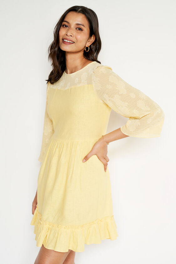 Lemon Solid Flared Dress, Lime Green, image 4
