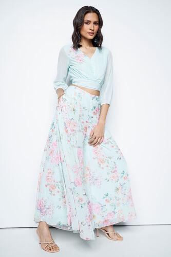 Light Green Floral Flared Set, Green, image 2