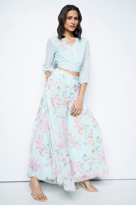 Light Green Floral Flared Set, Green, image 2