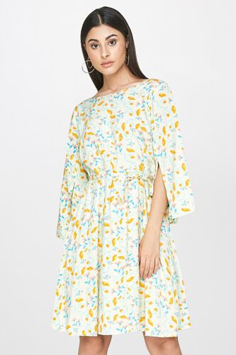 1 - Light Yellow Floral Fit and Flare Dress, image 1