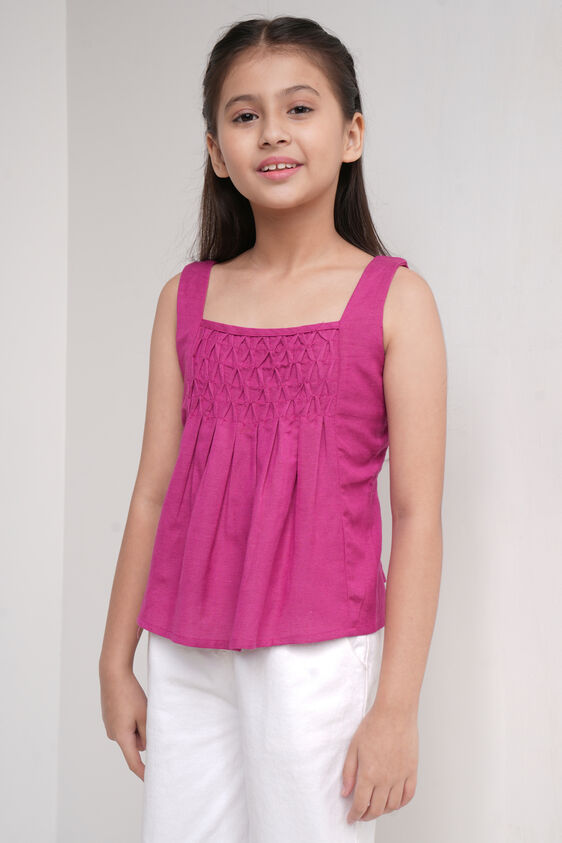 Magenta Sleeveless Flared Top, Magenta, image 1