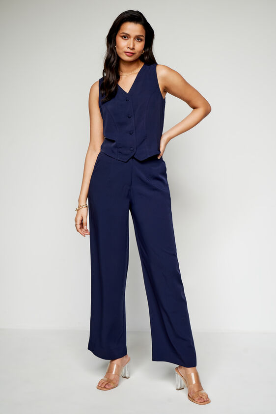 Navy Solid Sleeveless Set, Navy Blue, image 1