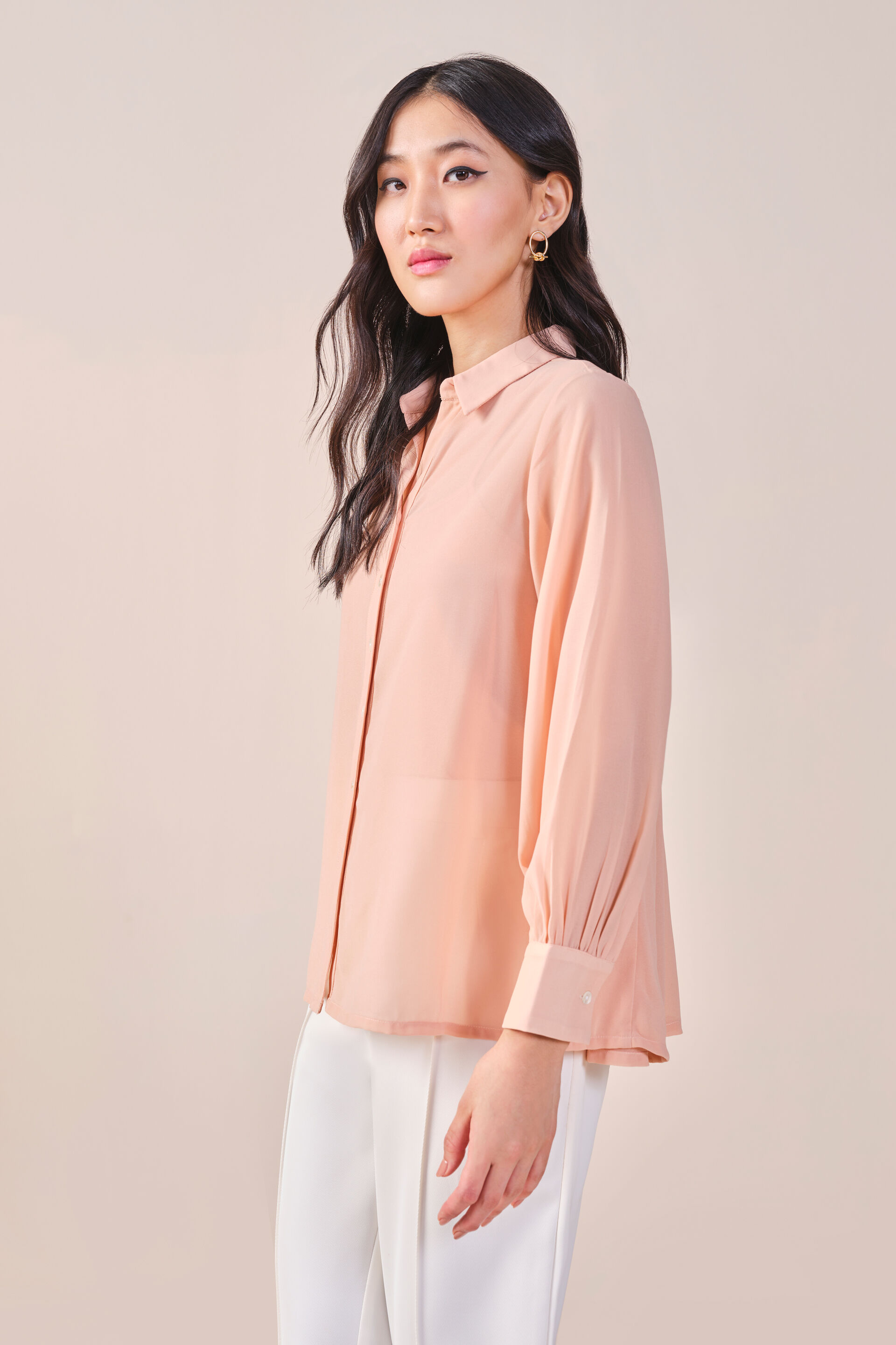 Delilah Printed Shirt, Peach, image 6