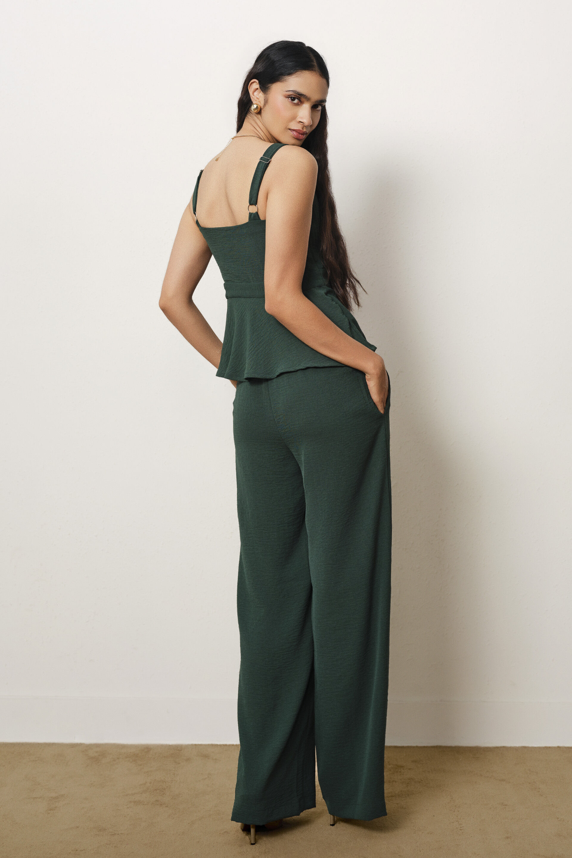 Solid Peplum Co-ord in Green, Green, image 6